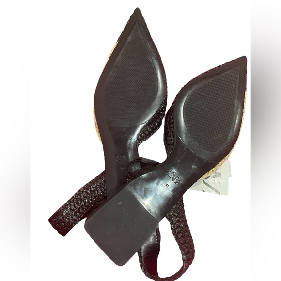 Zara Limited Edition Woven Raffia Slingback Flats - Picture 6 of 6